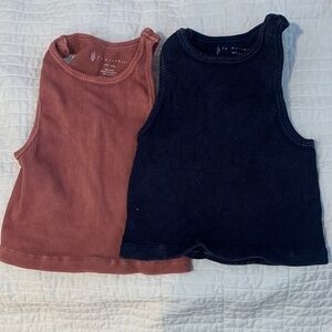 Free People Sleeveless Ribbed Tops - Rust and Navy